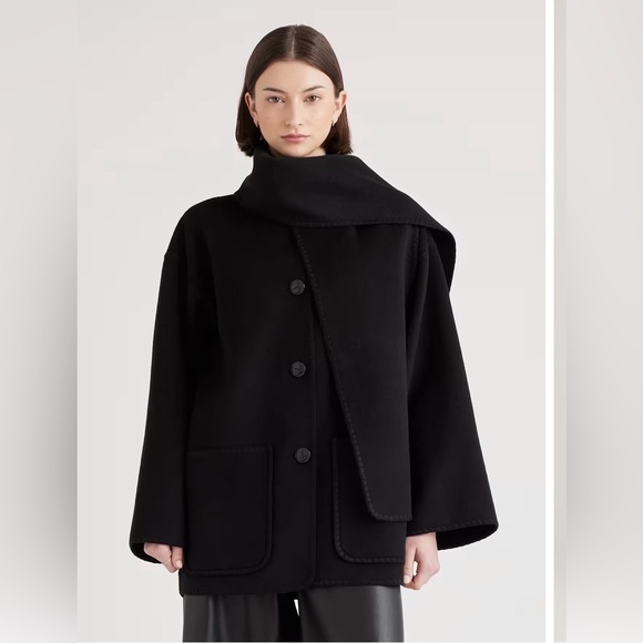 Quince Jackets & Blazers - 👘 Quince 👘 Double-Faced Merino Wool Scarf Coat Black S